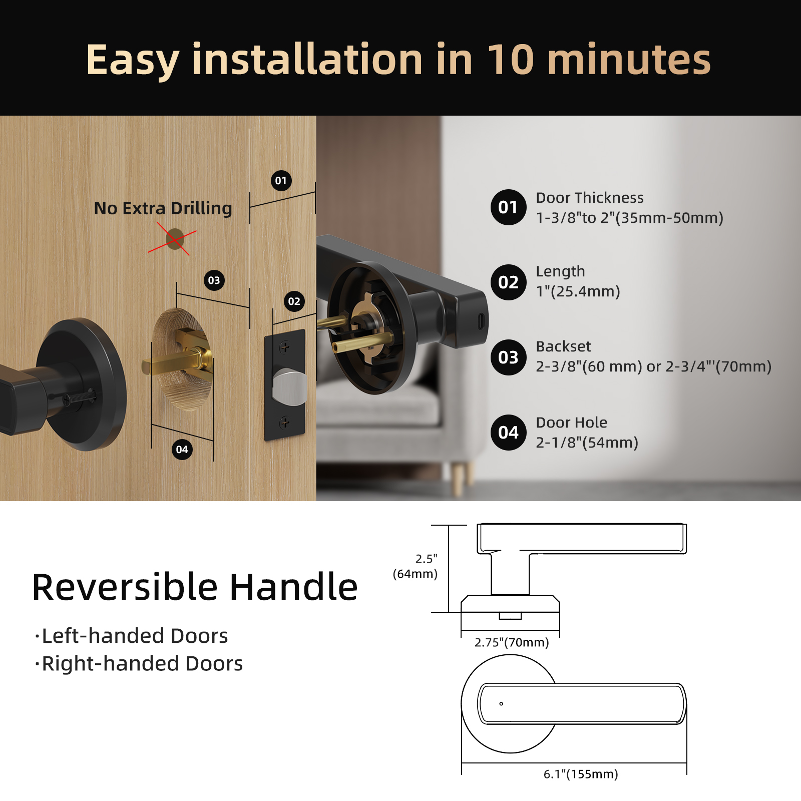 Viladepot Handle Shaped Smart  - Glass Door Hinge recensie en prijs