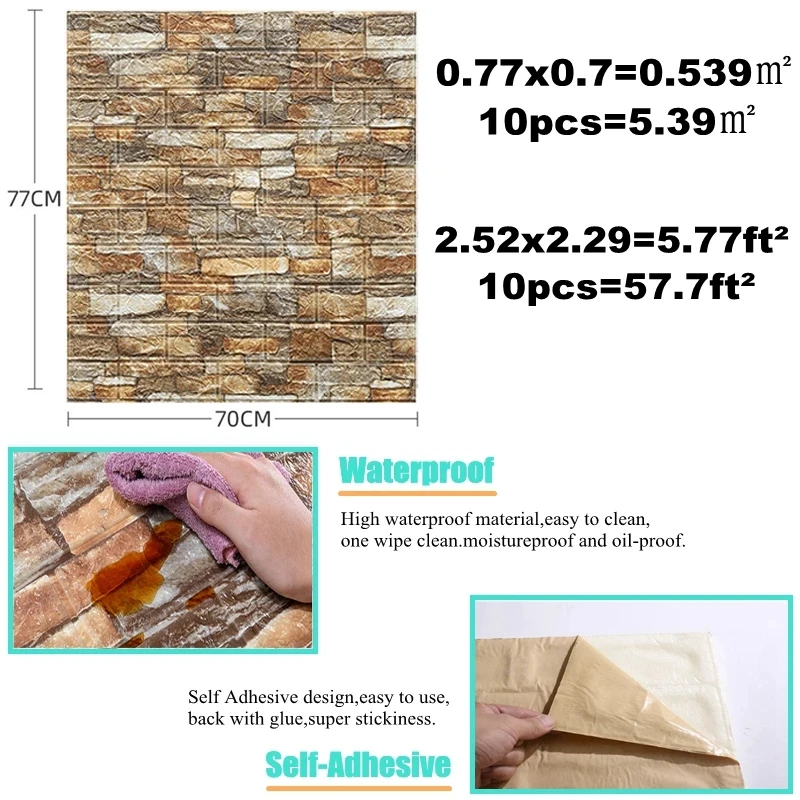 10PCS Self Adhesive 3D Brick W - Pvc Panel Background recensie en prijs
