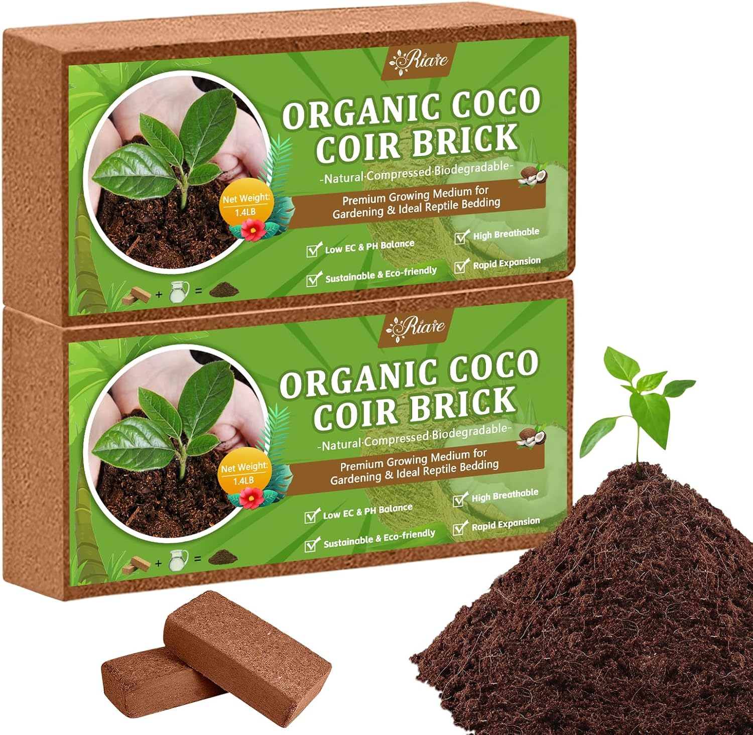 2pcs Organic Coco Coir Bricks  - Substrate Coconut Fiber recensie en prijs